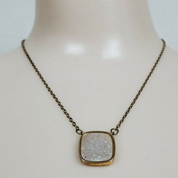 Elise M Crystal Geode Druzy White Pendant Necklace‎ - Picture 12 of 12
